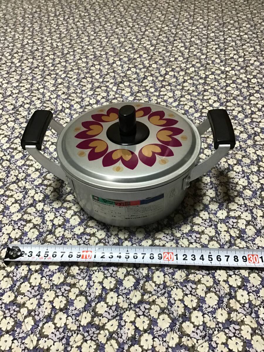 未使用 調理用 レトロ ポップ アンティーク マツタカ 印 アルミ 両手鍋 18cm アルミニウム 容量2.0L 表面アルマイト加工拍卖