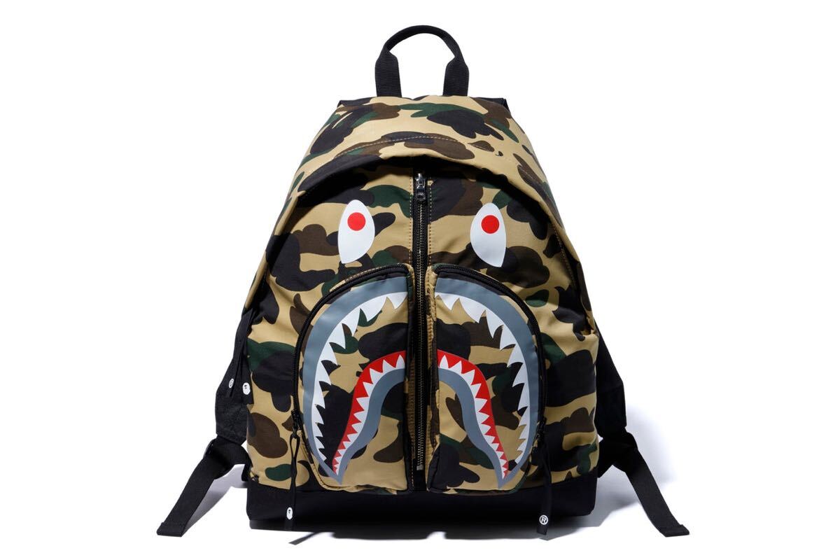 新品 shark day pack 1st camo イエロー a bathing ape bape シャーク リュック アベイシングエイプ バックパック拍卖