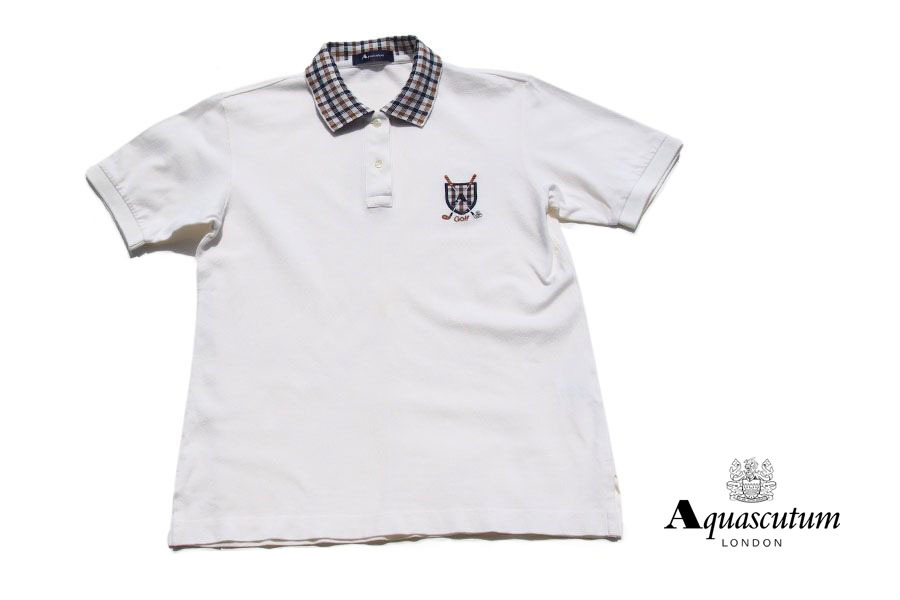 送料無料★【中古】アクアスキュータム|Aquascutum|ワッペン刺繍ポロシャツ|レディースゴルフウェア|9拍卖