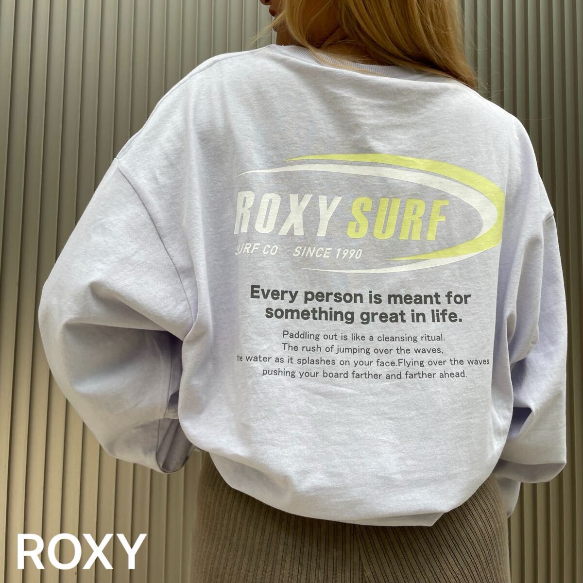 ROXY ロンT ビッグシルエット バックロゴ 長袖 トップス ロキシー レディースフリーサイズ 未使用 パープル パープル 拍卖