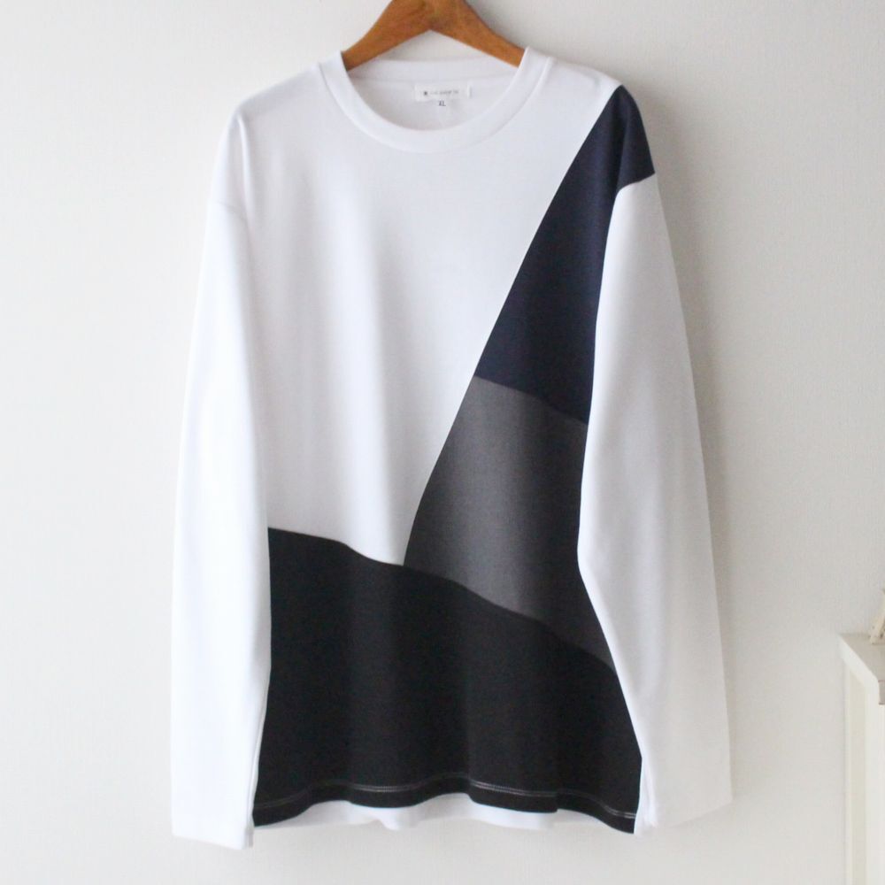 【XLサイズ】新品タケオキクチ THE SHOP TK 異素材 ブロッキング 長袖Tシャツ メンズ オフホワイト拍卖