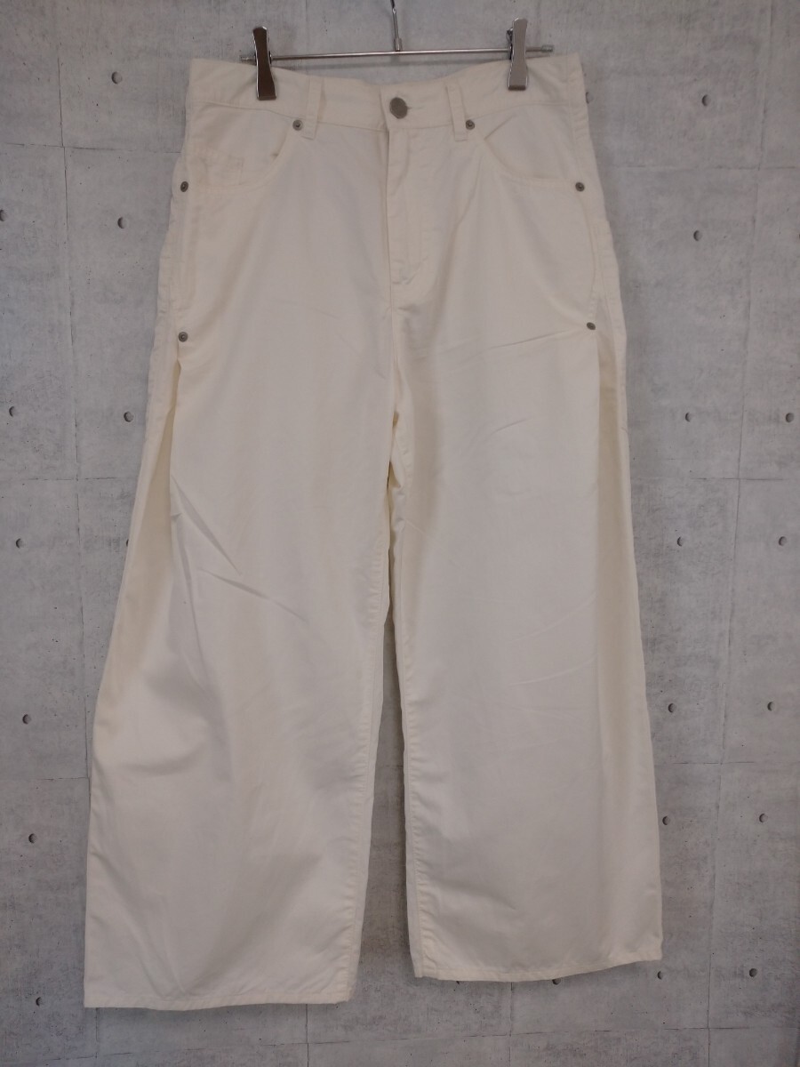 garance et violette ギャランス エト ヴィオレット ワイドパンツ ホワイト S~M ボトムス 古着 ナチュラル拍卖