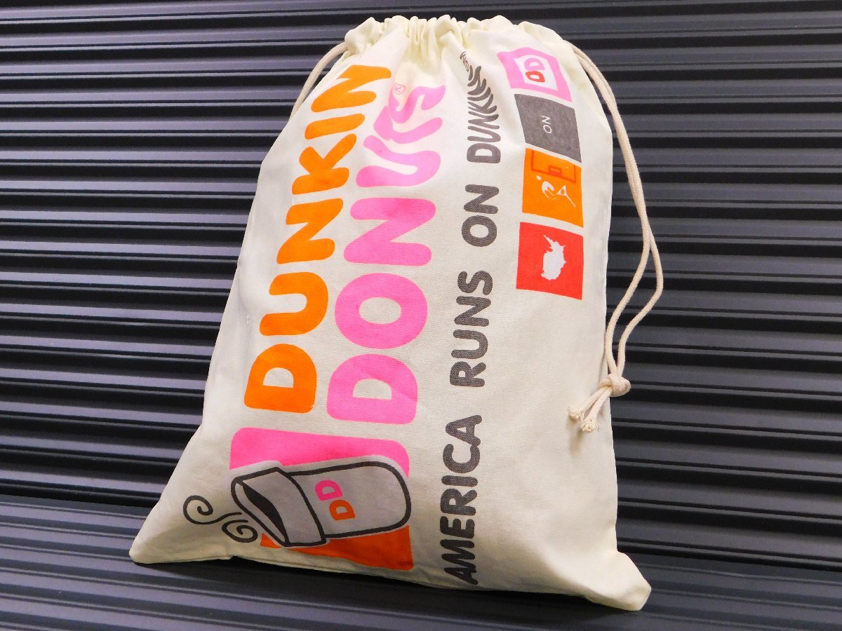 ◆送料\185◆【DUNKIN' DONUTS・ダンキンドーナツ】※《アドバダイジング 巾着袋 /Lサイズ》 340×260mm シューズバッグ アメリカン雑拍卖