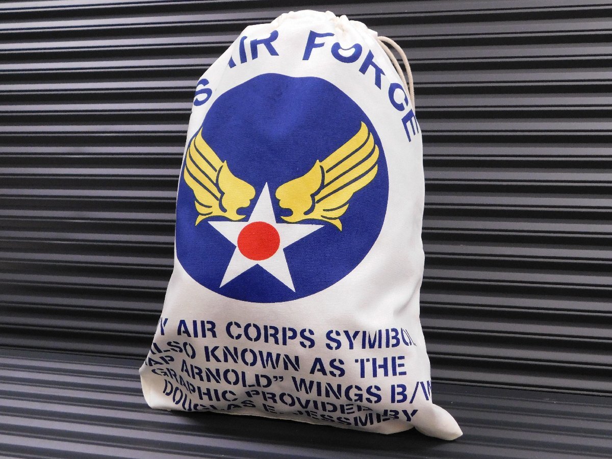◆送料\185◆【U.S.AIR FORCE・USAF】※《アドバダイジング 巾着袋 /Lサイズ》 340×260mm シューズバッグ アメリカン雑貨拍卖