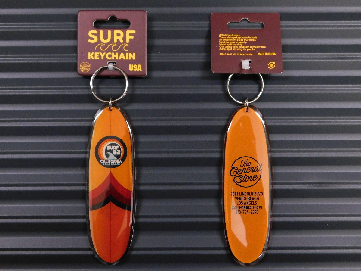 ◆送料\140◆【サーフキーチェーン】※《SURF 82 CALIFORNIA LONG BEACH / オレンジブラウン》 サーフボード アクリル キーホルダー拍卖