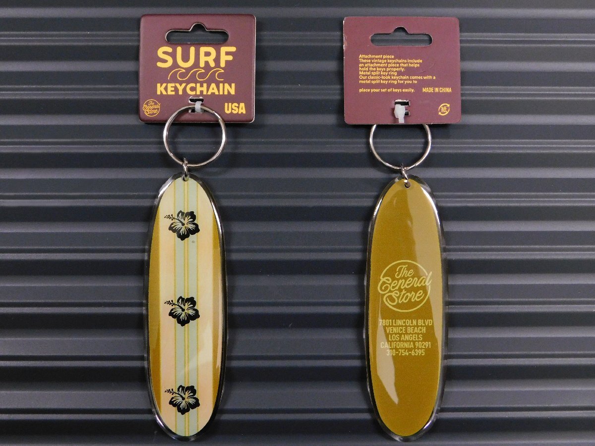 ◆送料\140◆【サーフキーチェーン】※《ハイビスカス / モスグリーン》 サーフボード アクリル キーホルダー拍卖