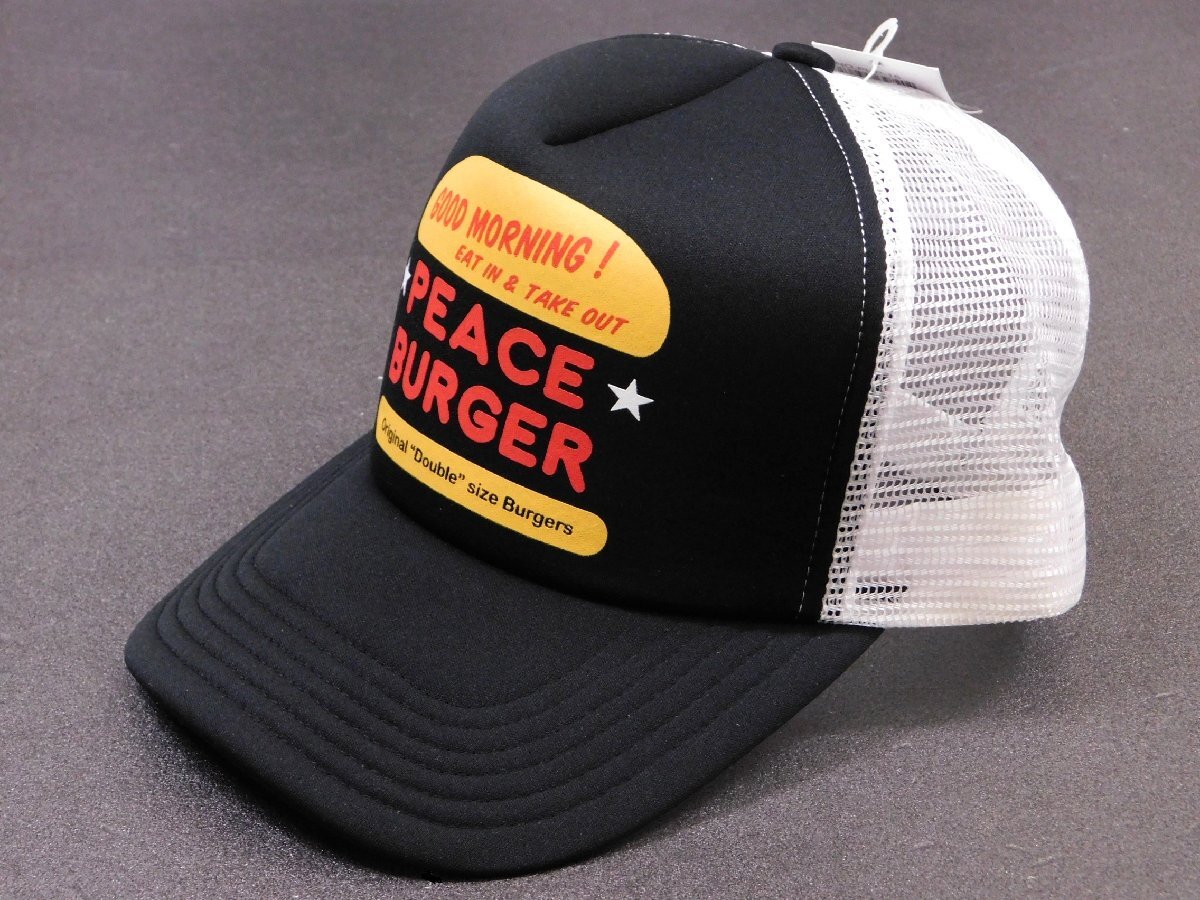 ◆送料\450◆【ピースキャップ・PEACE CAP】※《PUP-16 / ブラック×ホワイト》 メッシュキャップ アメカジ アメリカン雑貨拍卖