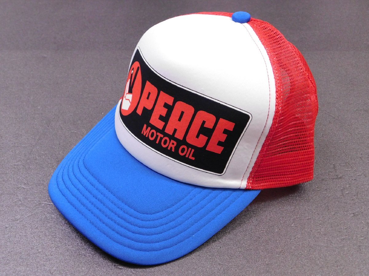 ◆送料\450◆【ピースキャップ・PEACE CAP】※《PUP-19 / ブルー×レッド》 メッシュキャップ アメカジ アメリカン雑貨拍卖