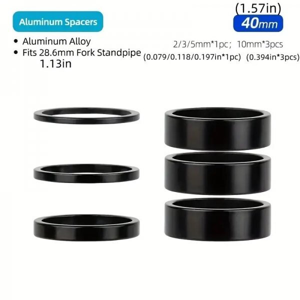 バイクヘッドセットスペーサー 2 3 5 10 mm アルミニウムワッシャー 28.6mm 6個拍卖