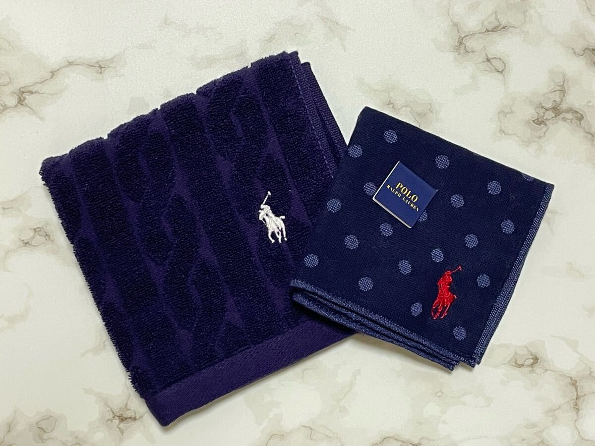 ★新品未使用★ポロラルフローレン★POLO RALPH LAUREN★ネイビー★タオルハンカチ★ハンドタオル★2枚セット拍卖