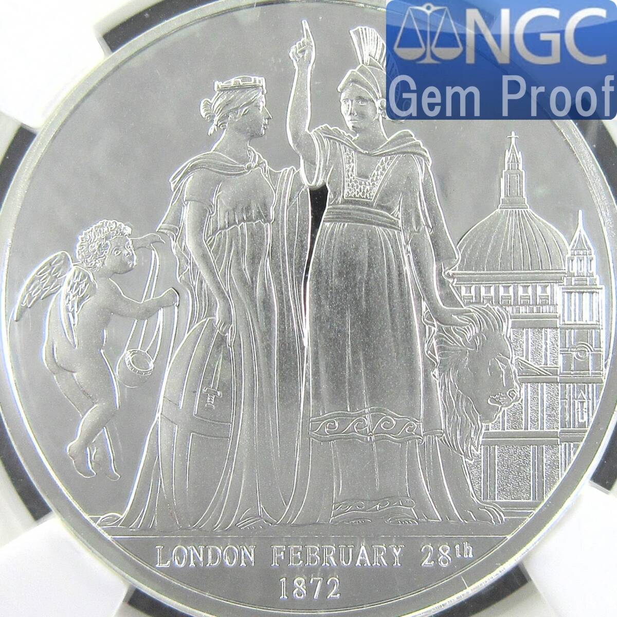 2014(1872) イギリス ロンドン&ライオン 1オンス 銀貨 NGC Ultra Cameo Gem Proof モダンコイン アンティーク拍卖