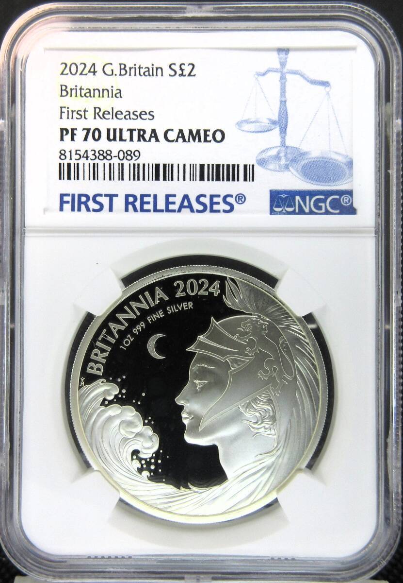 【最高評価×FR】2024 イギリス 2ポンド銀貨 女神ブリタニア NGC PF70 First Releases チャールズ3世 完璧な美しさ アンティークコイン拍卖