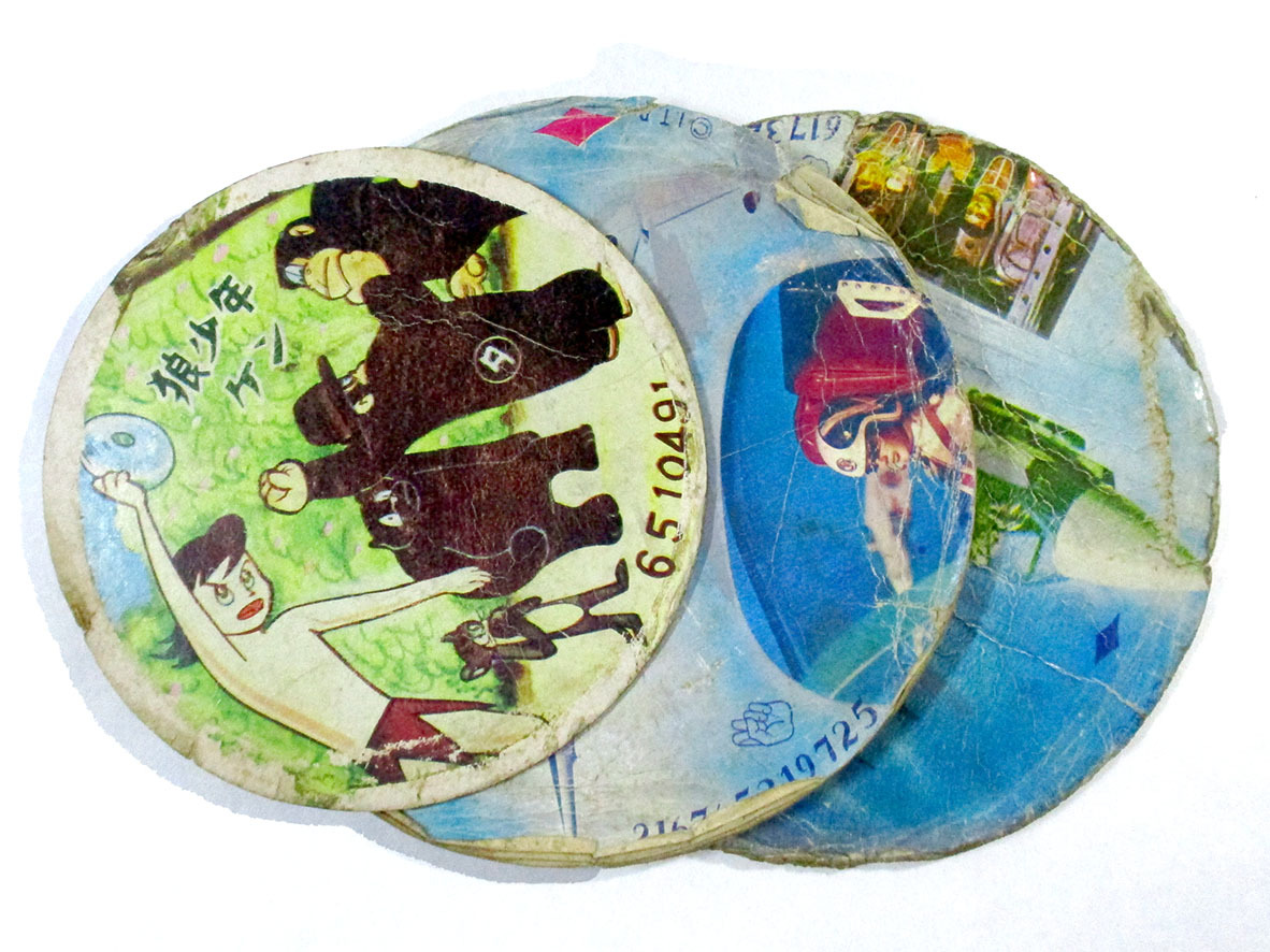 昭和レトロ★狼少年ケン・キャプテンスカーレット・他 直径14~16.5cm めんこ 3枚セット★S8395-7拍卖