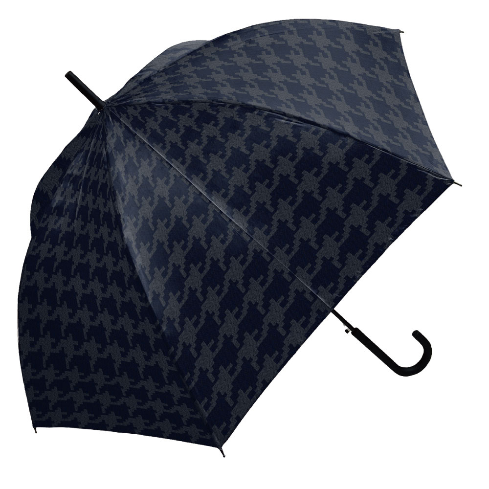 ☆ エンボス千鳥格子/ネイビー ☆ MENS 65cm ジャンプ 耐風 7本骨 傘 傘 メンズ 長傘 丈夫 ジャンプ傘 耐風傘 雨傘 かさ カサ 耐風拍卖