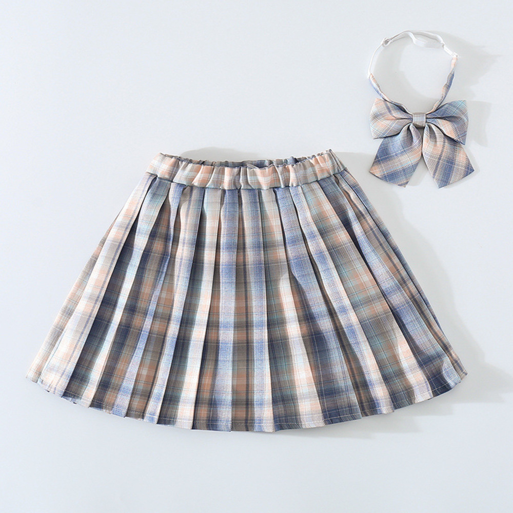 ☆ タイプE ☆ 140cm ☆ キッズ プリーツ スカート リボンタイ 2点セット gsk6027 女の子 キッズ プリーツスカート スクールスカート拍卖