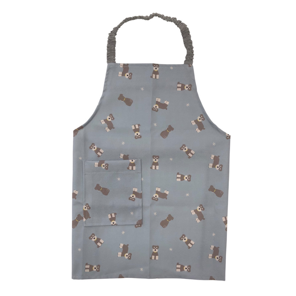 ☆ シュナウザーブルー ☆ M(130cm) ☆ キッズエプロン セット キッズ エプロン 三角巾つき キッズエプロン 三角巾セット ゴム パンダ拍卖