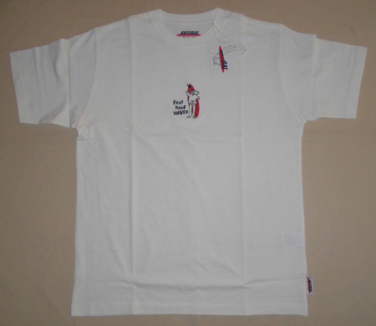 ANTIBAL×TAKEUCHI ATSUSHIコラボ 刺繍Tシャツ サーフボード ホワイトMゆうパケット便で送料無料!拍卖