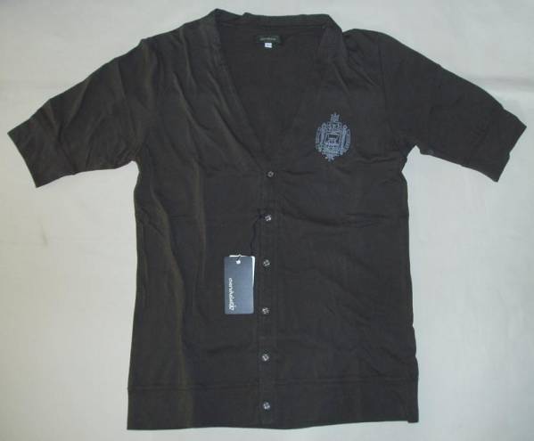 Overwhelm☆天竺素材Vネックカーディガン5分袖丈Mモカ拍卖