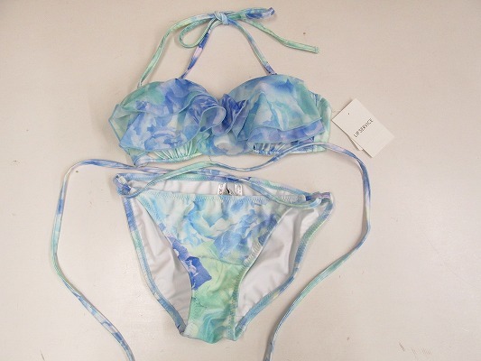 k7905:未使用*LIP SERVICE(リップサービス)ぼかしフラワーフリル バンドゥビキニ 9M 水着/スイムウェア 青 日本製:6拍卖