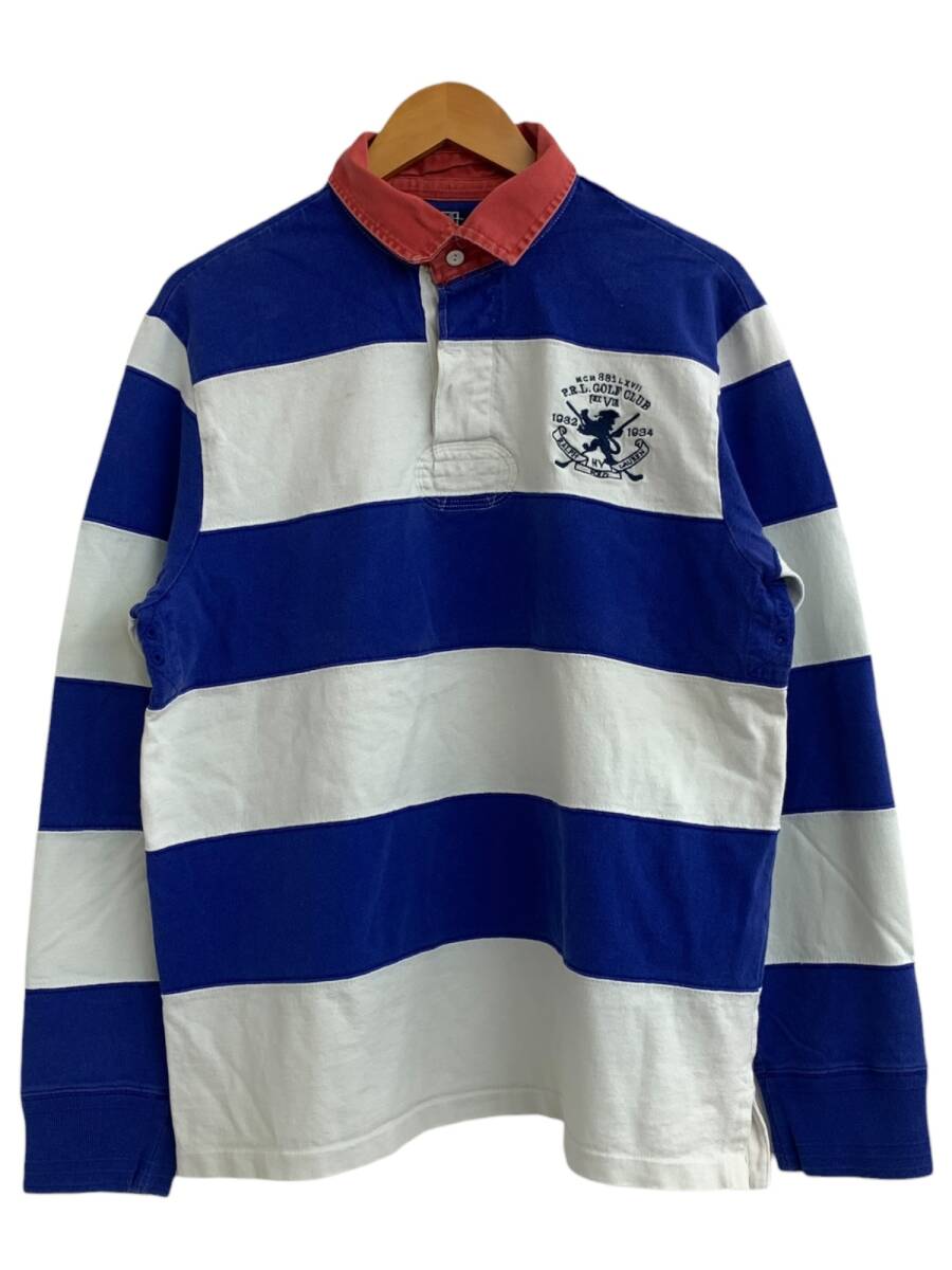 POLORALPH LAUREN (ポロラルフローレン) ポロシャツ 長袖 ボーダー L ブルー×ホワイト×レッド メンズ/004拍卖