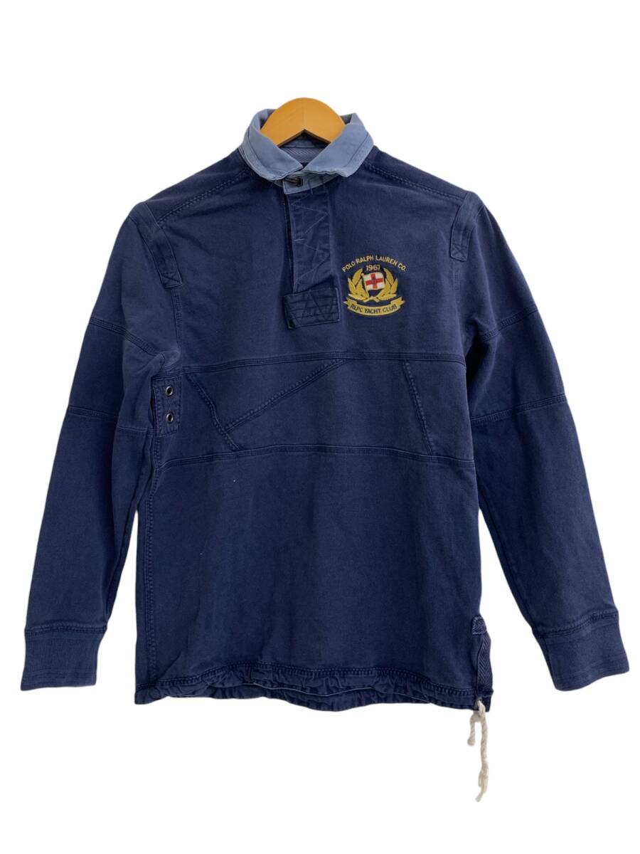 POLORALPH LAUREN (ポロラルフローレン) ポロシャツ 長袖 裾紐付き スリランカ製 ラガーシャツ S ネイビー メンズ/004拍卖