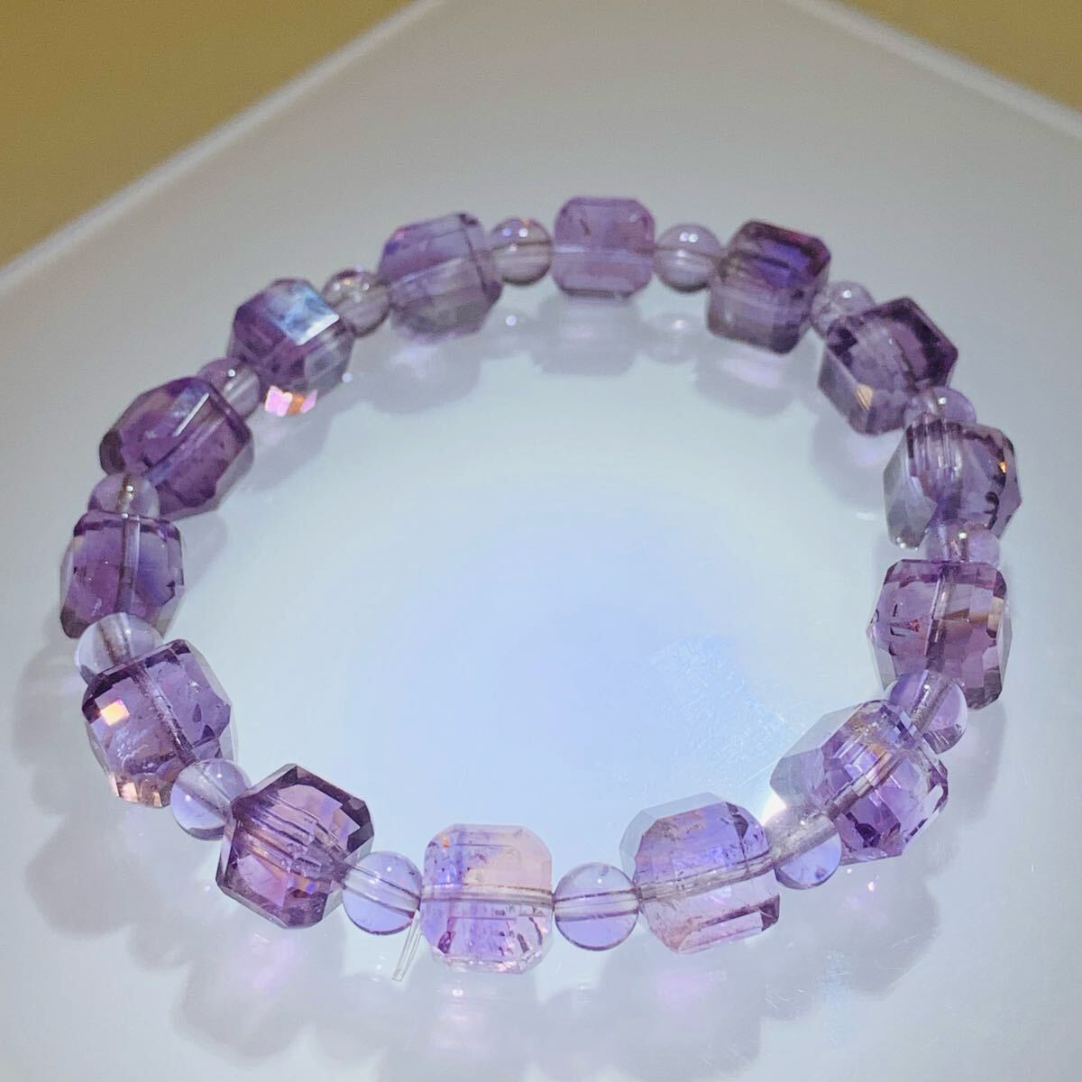 アメジスト 天然石ブレスレット パワーストーン 天然石 面カット8ミリ珠  女性用 天然水晶拍卖