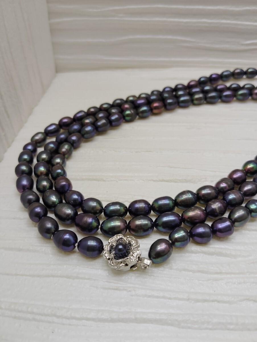 淡水パール ネックレス 約165センチ 約1センチ粒 ジュエリー アクセサリー ロング 淡水真珠 シルバー 拍卖