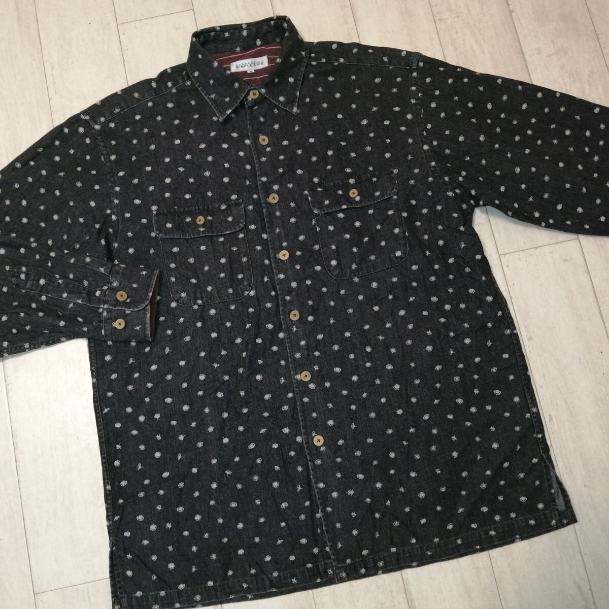 SIMPLE LIFE/シンプルライフ/デニム/シャツ/総柄/ELEMENT/エレメント/トップス/メンズ/長袖拍卖