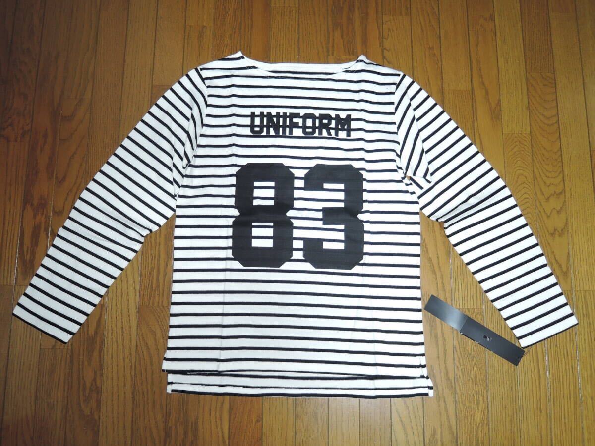 新品 uniform experiment ユニフォームエクスペリメント ナンバリング ボーダー ロンTシャツ 1 黒白 バスクシャツ カットソーNECK CUT SEWN拍卖