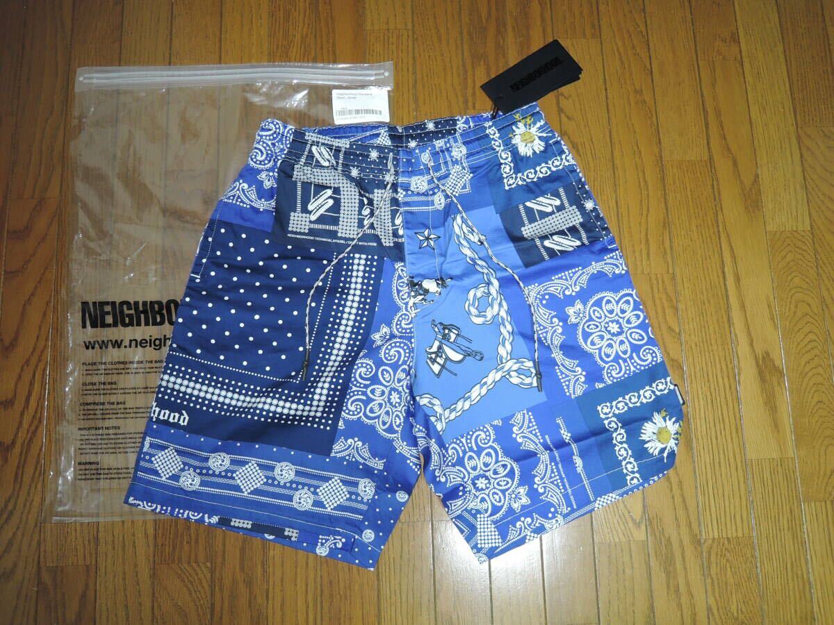 新品 NEIGHBORHOOD ネイバーフッド BANDANA /C-ST バンダナ ショートパンツ S 紺 ペイズリー柄 ハーフパンツ拍卖