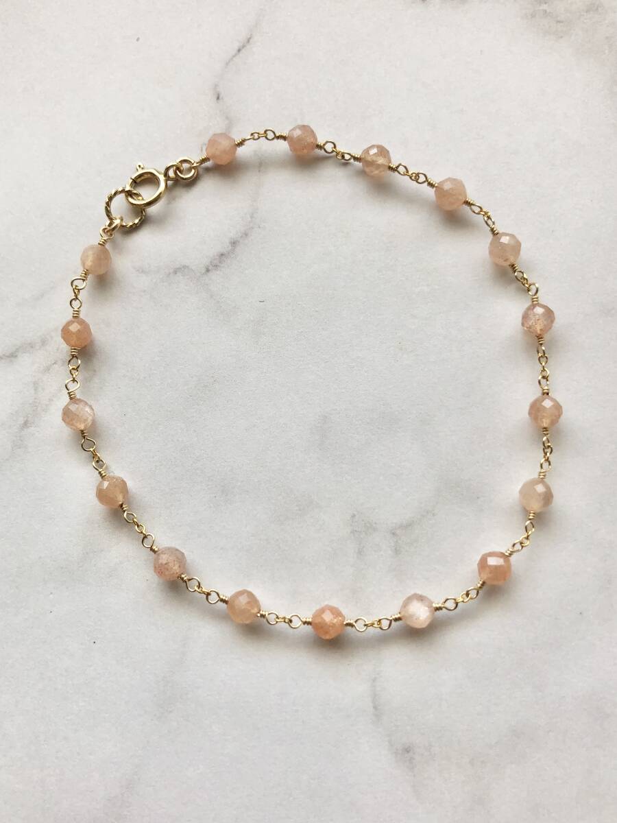 オレンジムーンストーンのブレスレット ゴールドフィルド K14GF拍卖