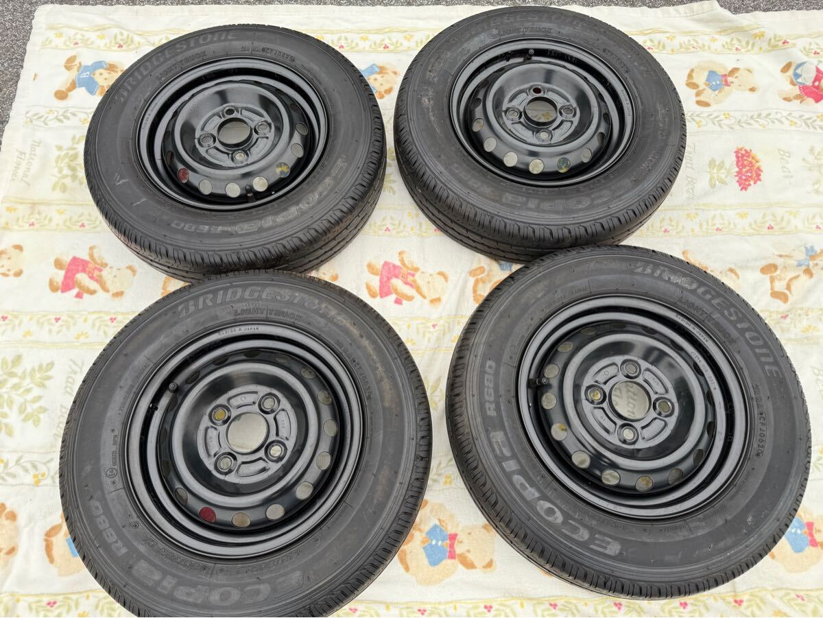 ホンダ N-VAN 純正スチールホイール+タイヤ4本セットホイールキャップ&純正ナット付拍卖