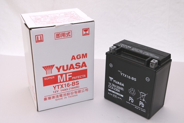 在庫有当日発送 TAIWAN YUASA 台湾ユアサ 密閉型MF バイク用バッテリー YTX16-BS拍卖