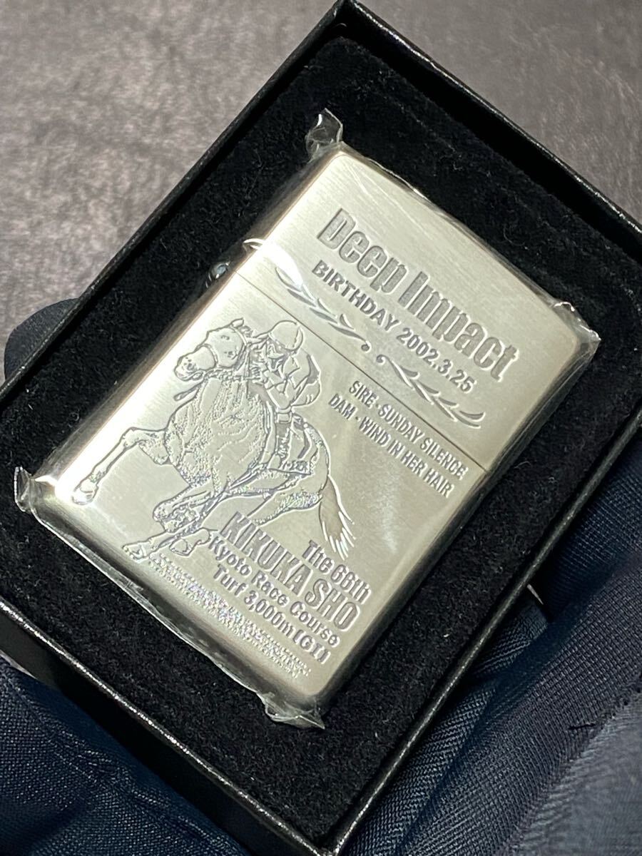 zippo ディープインパクト 菊花賞 競馬 前面刻印 希少モデル 2005年製 Deep Impact ケース 保証書付き 拍卖