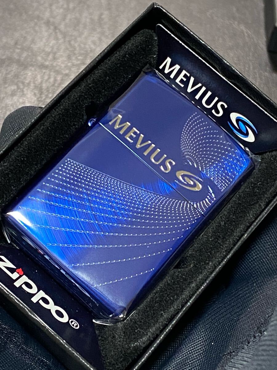 zippo メビウス スピンカット 限定品 ブルー 希少モデル 2020年製 ② MEVIUS シルバーインナー 2020年製 ケース 保証書付き拍卖