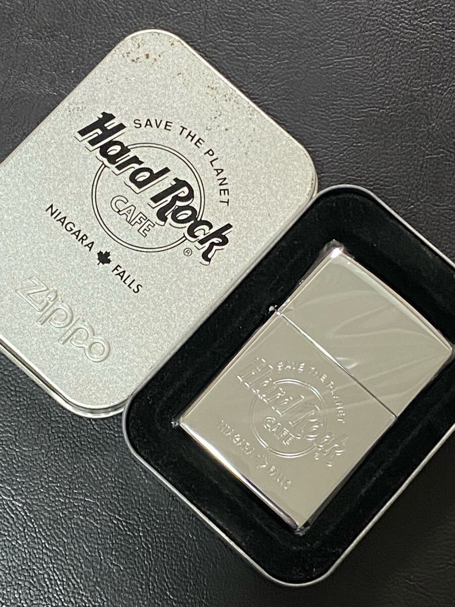 zippo Hard Rock CAFE NIAGARA FALLS シルバー 希少モデル ヴィンテージ 2001年製 ハードロックカフェ 専用缶ケース 保証書付き拍卖