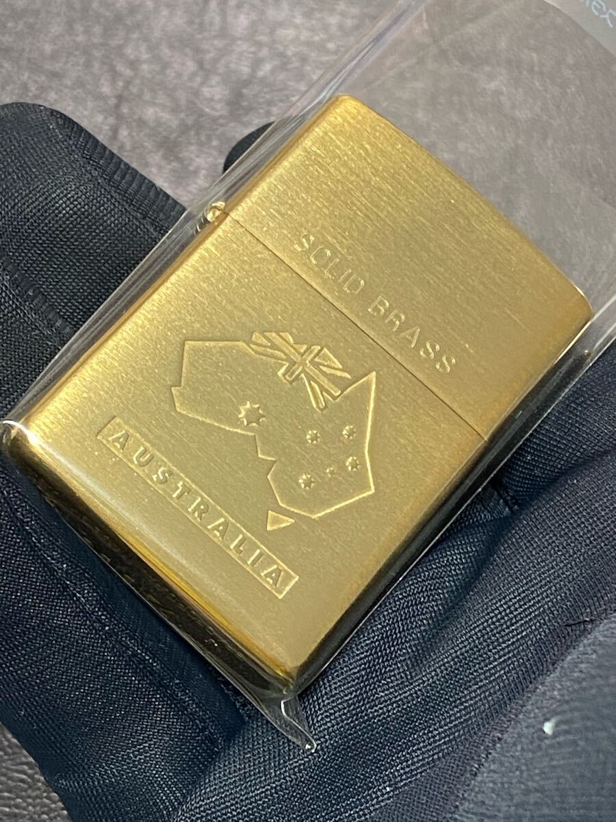 zippo AUSTRALIA GOLD SOLID BRASS 前面刻印 ヴィンテージ 1996年製 オーストラリア ゴールド ソリッドブラス ゴールドインナー 1996年製拍卖