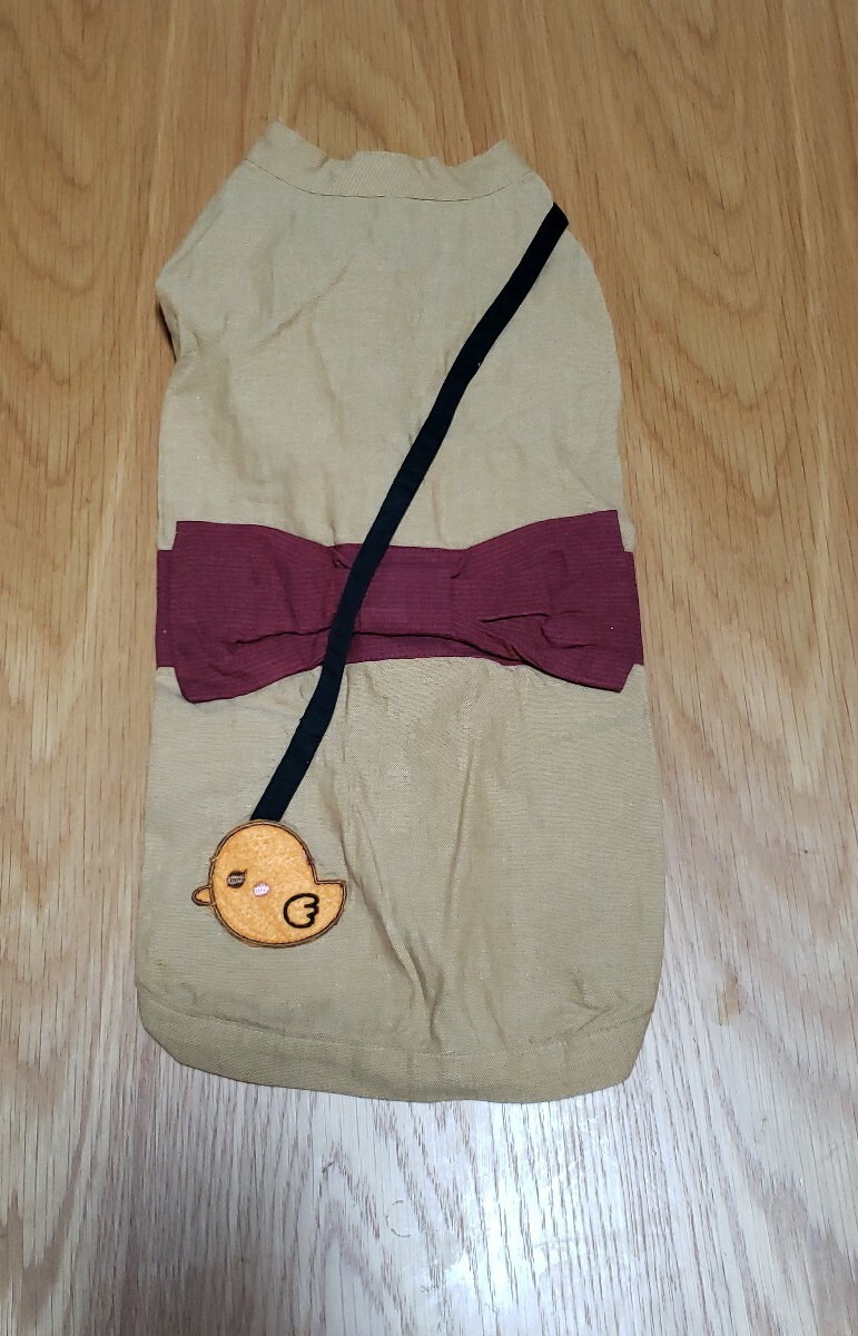 【美品】pipi dogs 3号ロング ひよこゆかた 胴回り約42㎝ ブラウン系 イエロー系 スリーアローズ 綿100%拍卖