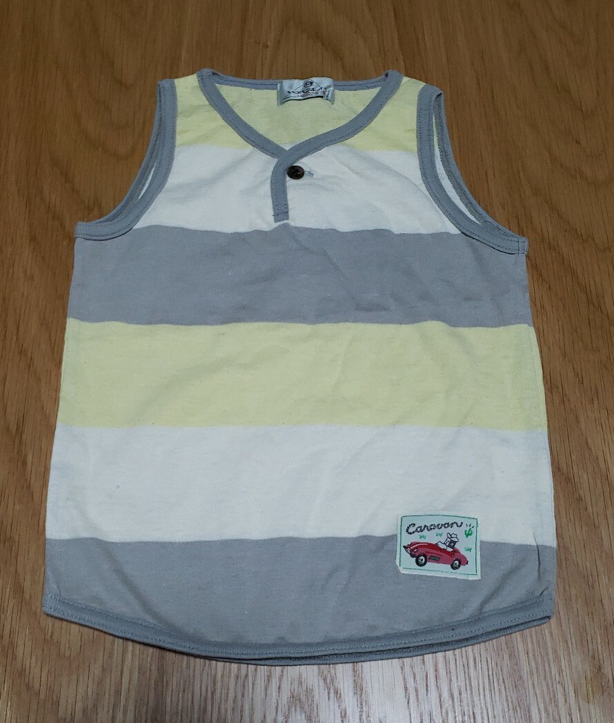 キャラバンホッピー 春夏ノースリーブ ベスト キッズ グレー イエロー サイズ : 100cm拍卖