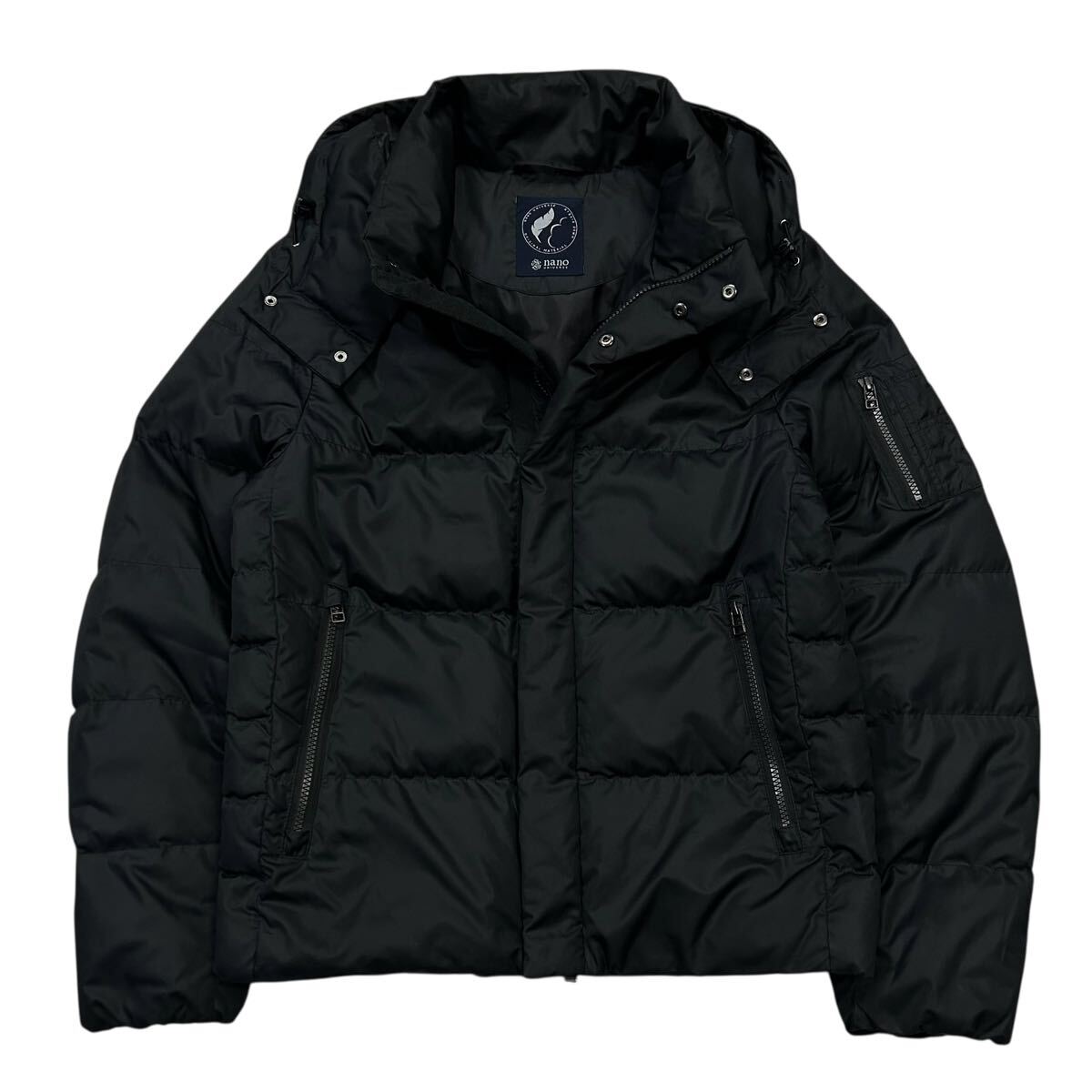 NANO UNIVERSE ダウンジャケット メンズM ブラックフード脱着可能 ハイブリッドダウン拍卖
