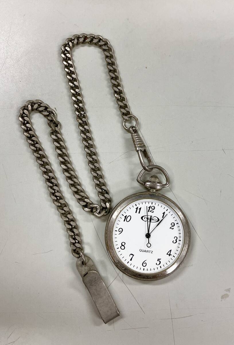 【NERO ネロ H2O V5 シルバー 懐中時計】クォーツ/チェーン付き/現状品/T75-124拍卖