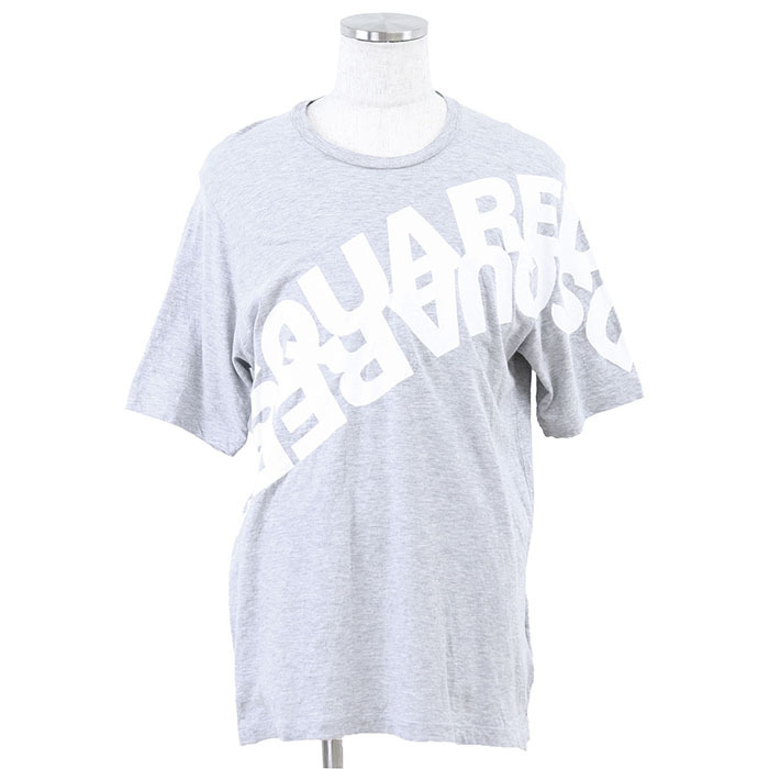 DSQUARED2 ディースクエアード Tシャツ ロゴ プリント クルーネック 半袖 カットソー トップス タグ付属 メンズ S 灰色 白 伊製 S74GD0698拍卖