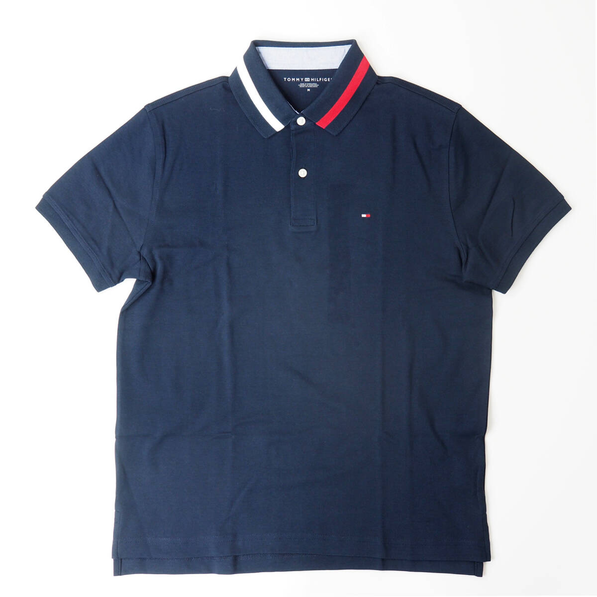 新品正規品 TOMMY HILFIGER トミー メンズ 半袖 ベーシック ブランド ロゴ 刺繍 ゴルフ ポロシャツ ネイビー L拍卖