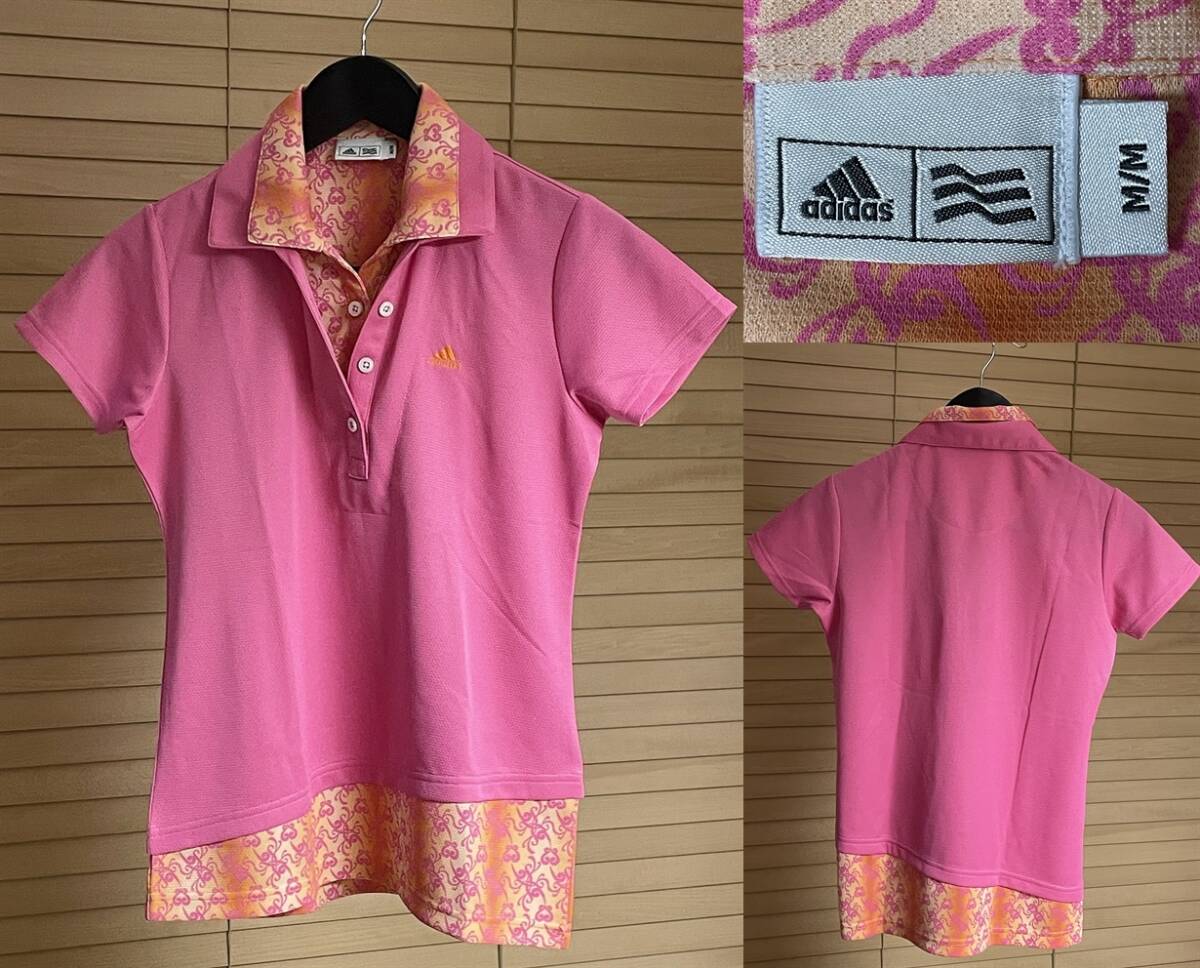 【激安1点のみ 国内正規品】adidas GOLF アディダス ゴルフ テーラーメイド 二重襟 裾 レイヤード 半袖 シャツ ポロシャツ M ピンク系拍卖