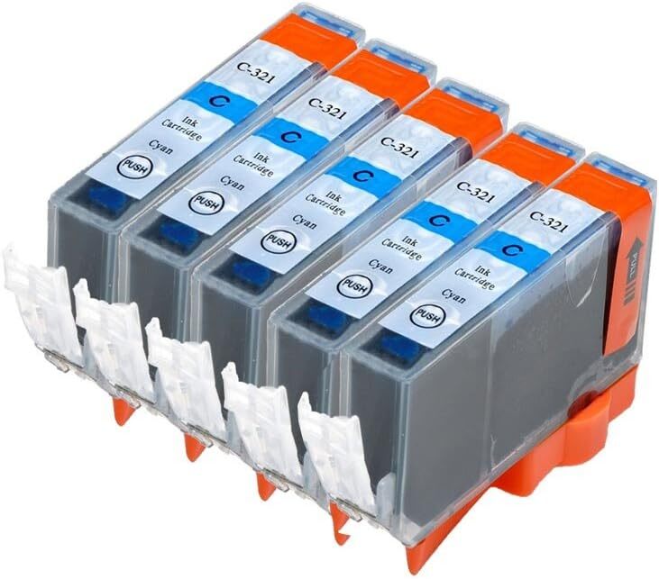 ★★Canon キヤノン BCI-321Cシアン 単品5個セット ICチップ付き BCI-321+320/5MP 対応 互換インクカートリッジ拍卖