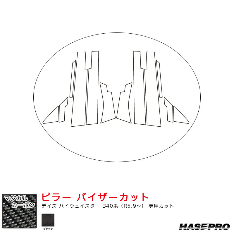 マジカルカーボン ピラー バイザーカット デイズ ハイウェイスター B40系(R5.9~) カーボンシート【ブラック】 ハセプロ CPN-V62拍卖