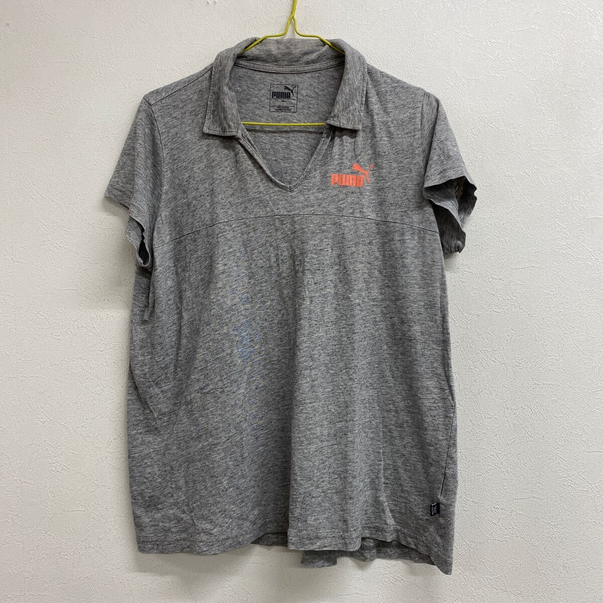 PUMAプーマ レディース半袖ポロシャツ Lサイズ グレー ☆50拍卖