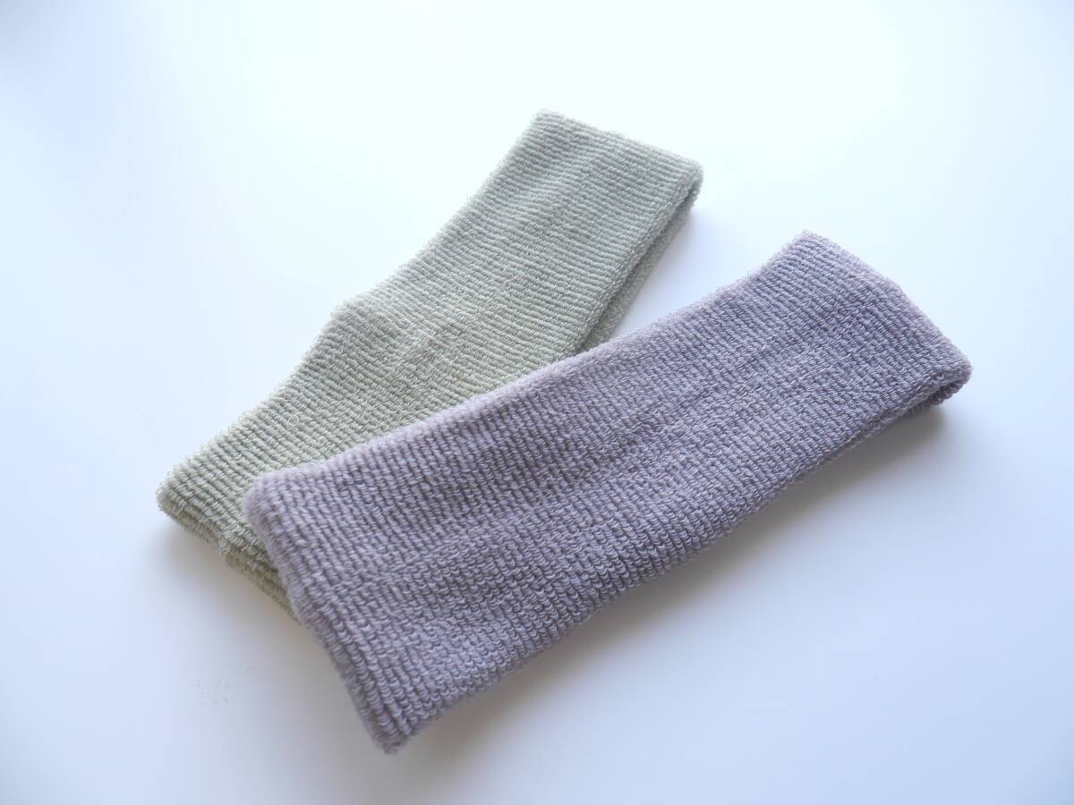 122 未使用品 パイルヘアバンド2枚組 綿100% コットン シームレス タオル地 吸水 ヘッドバンド レディース カーキ・グレー 日本製拍卖