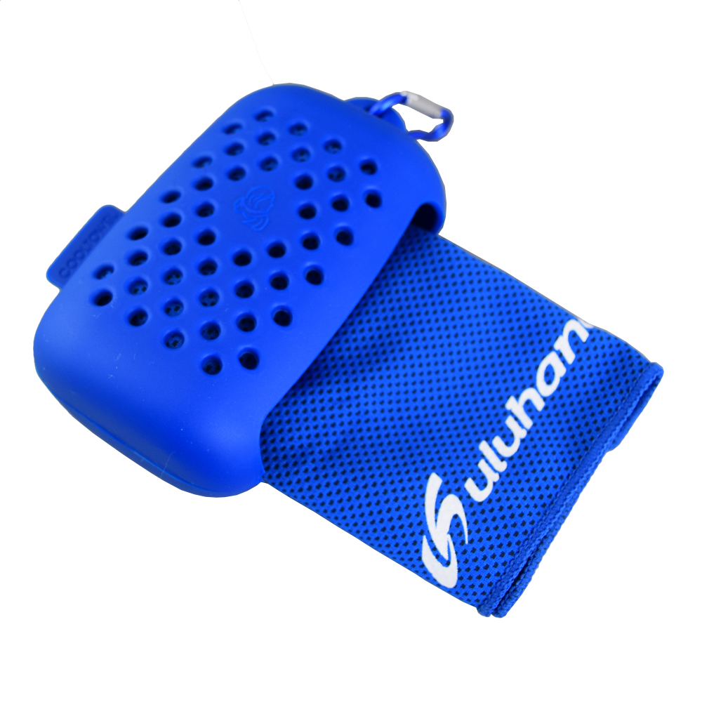 【新品・未使用】クールタオル 冷却タオル スポーツタオル 速乾 軽量 夏用 熱中症対策 シリコンケース付き ブルー拍卖