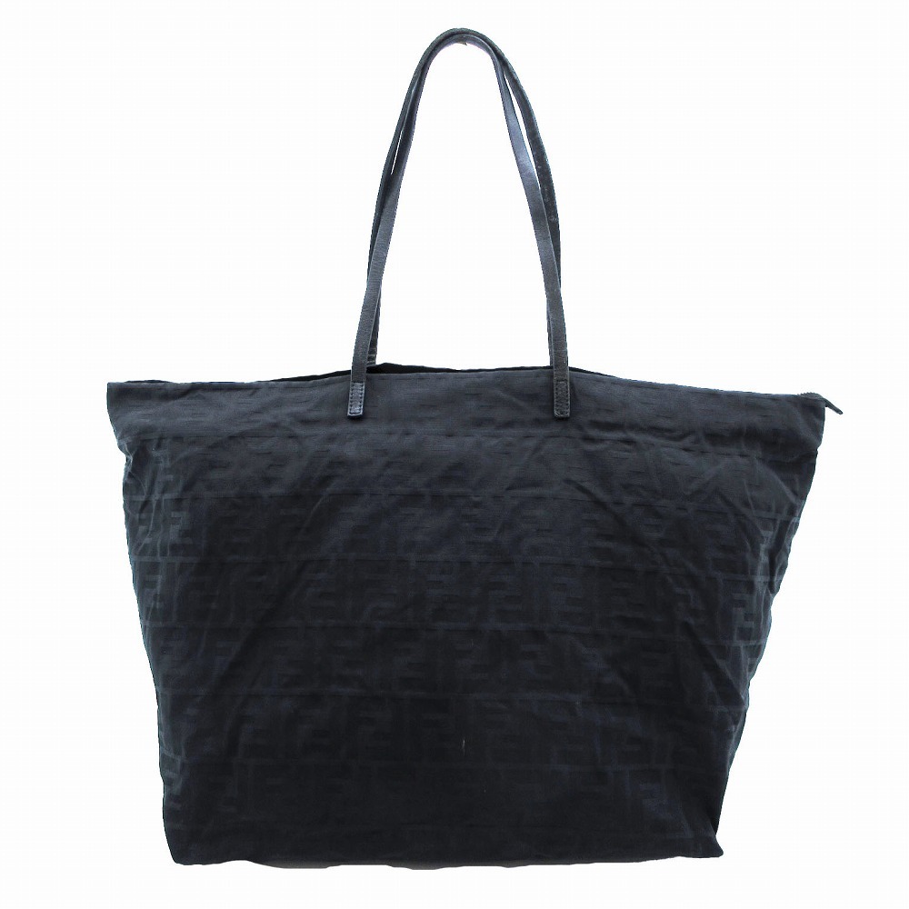 フェンディ FENDI ズッキーノ柄 トートバッグ ショルダーバッグ トートバッグ キャンバス ブラック 8BH026 メンズレディース 【中古】拍卖
